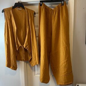 bryn Walker lantern-Leg Linen Pants in Mustard Gold